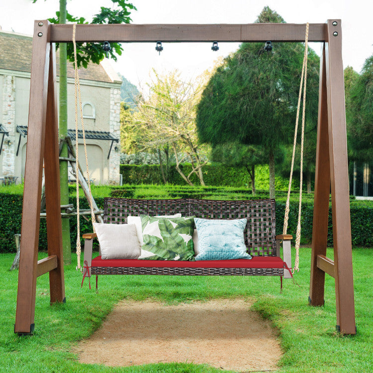 Outdoor 2-Person Rattan Hanging Porch Swing Chair