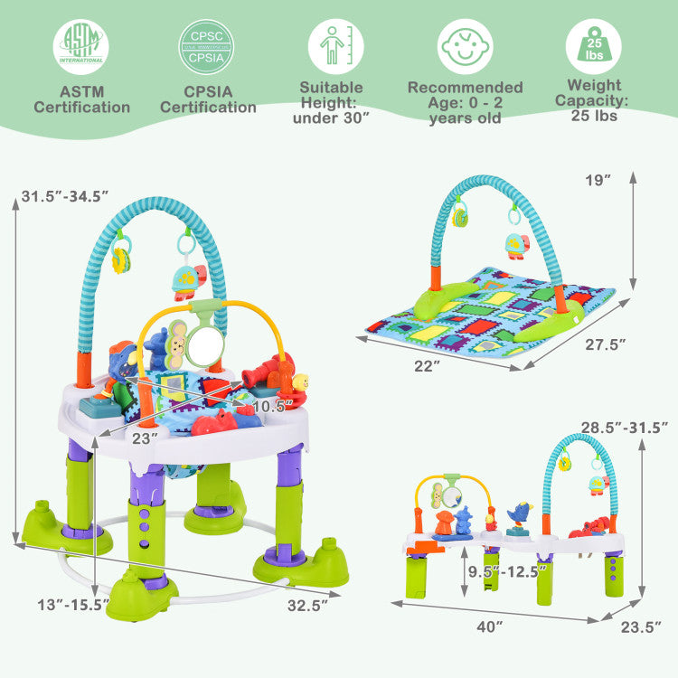 4-in-1 Baby Bouncer Activity Center with 3 Adjustable Heights