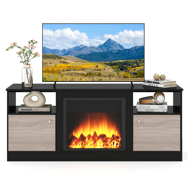 New TV Entertainment Center with Adjustable Shelf & Open Compartment for 65” TVs