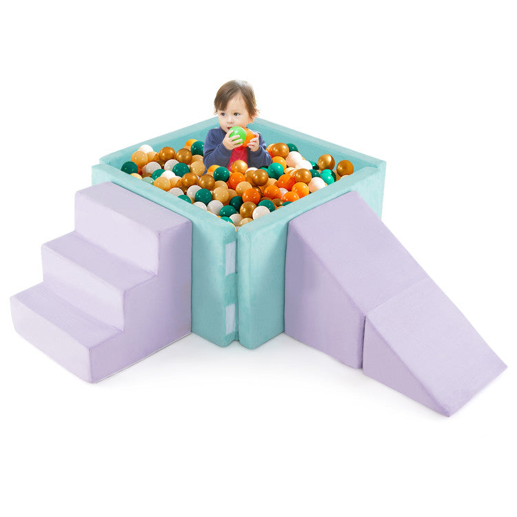 3-in-1 Suede Fabric Soft Play Set Foam Climbing Blocks for Toddlers