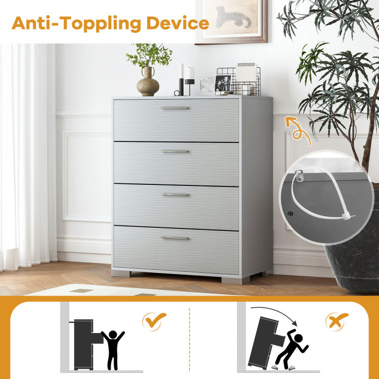 Home 4 Drawer Storage Cabinet with Metal Legs Handles with Anti-Toppling Devices