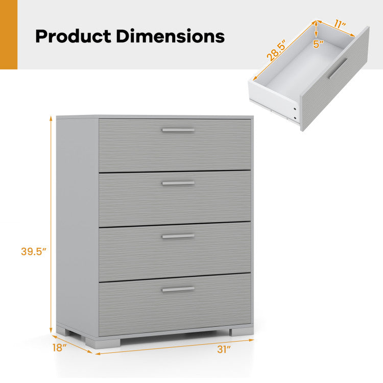 Home 4 Drawer Storage Cabinet with Metal Legs Handles with Anti-Toppling Devices