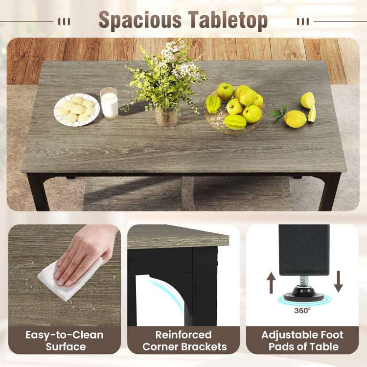 Modern 4 Pieces Space-Saving Dining Table Set with Bench and 2 Stools