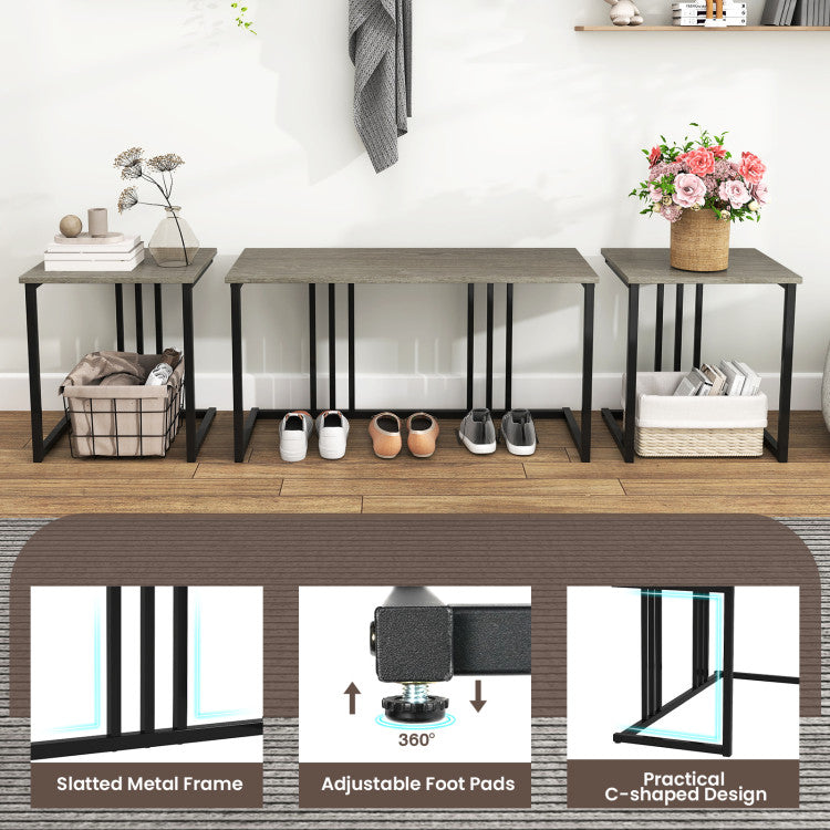 Modern 4 Pieces Space-Saving Dining Table Set with Bench and 2 Stools