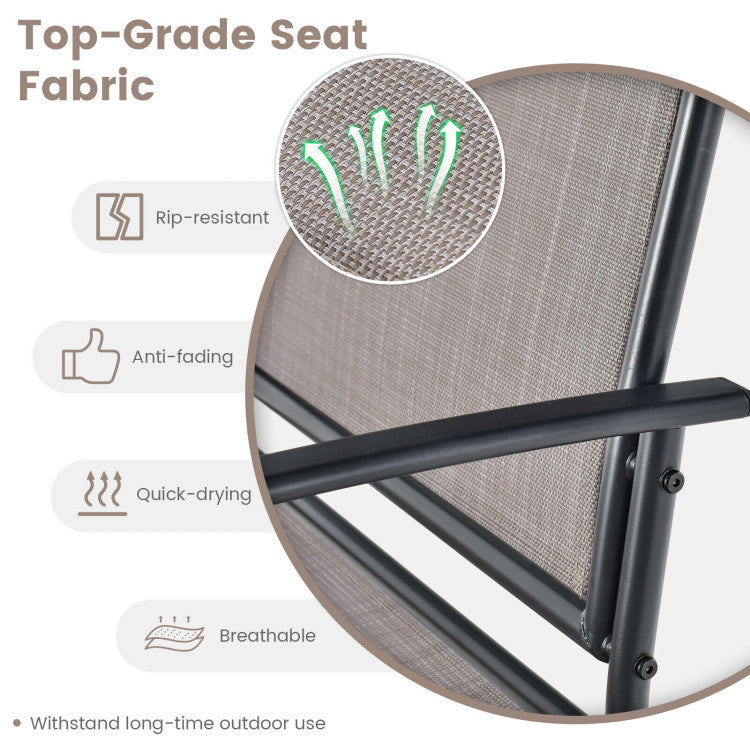 Outdoor 4 Piece Patio Glider Conversation Set with Tempered Glass Table Top
