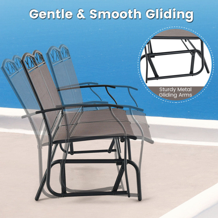 Outdoor 4 Piece Patio Glider Conversation Set with Tempered Glass Table Top