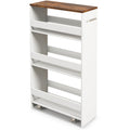 Modern 4-Tier Rolling Storage Cart Slim Kitchen Cart on Wheels with Open Shelves and Handle