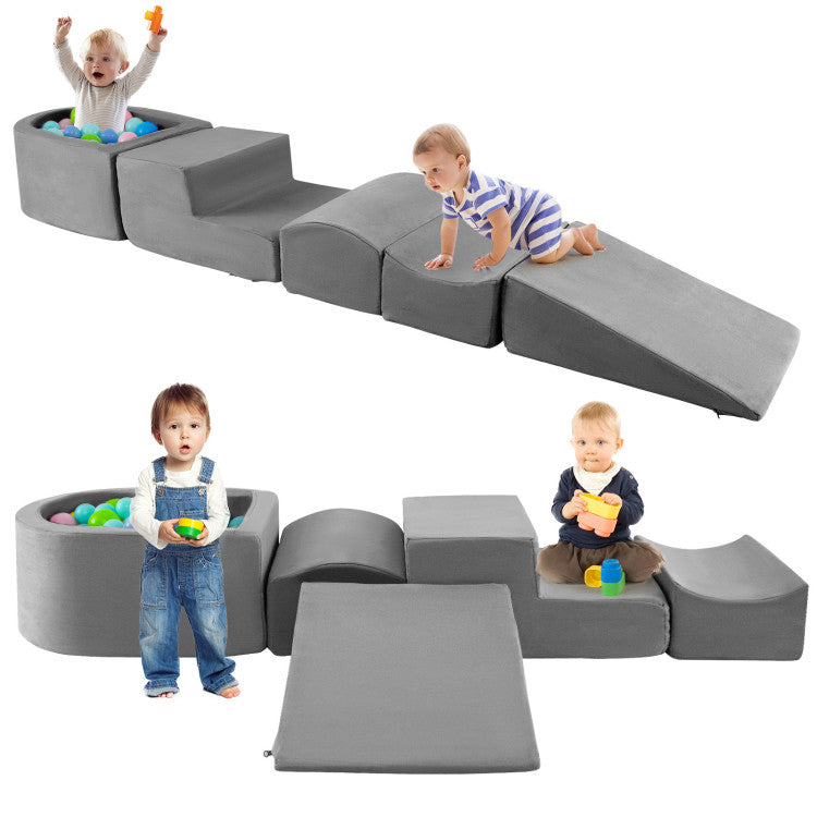 5-Piece Climb and Crawl Playset with Ball Pit for Kids