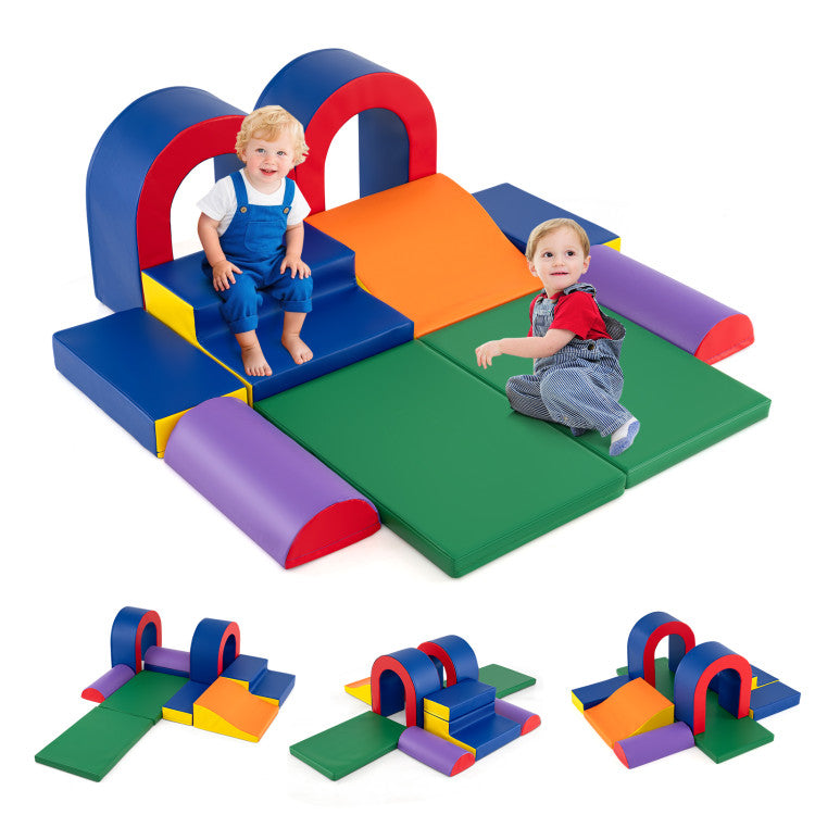 10-Piece Foam Climbing Blocks Soft PU Leather Play Gym Lightweight Baby Climber Structures
