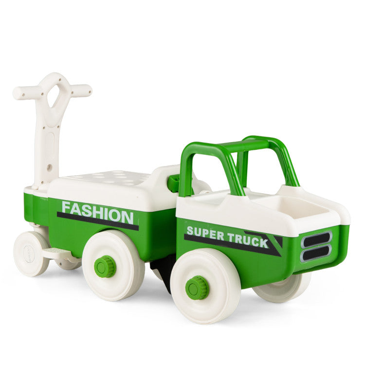 New Toddler 4 in 1 Ride on Push Car with Music and Under-Seat Storage for Boys Girls