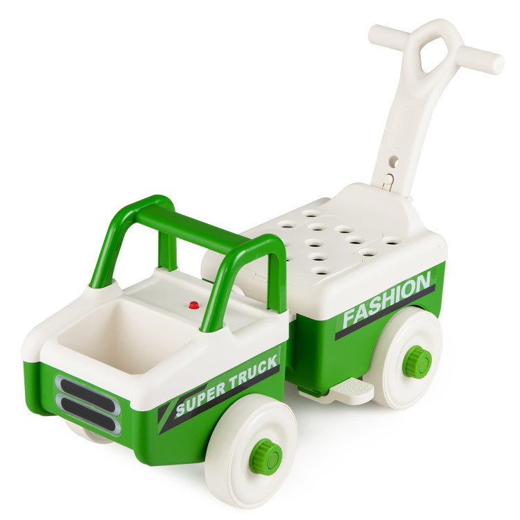 New Toddler 4 in 1 Ride on Push Car with Music and Under-Seat Storage for Boys Girls