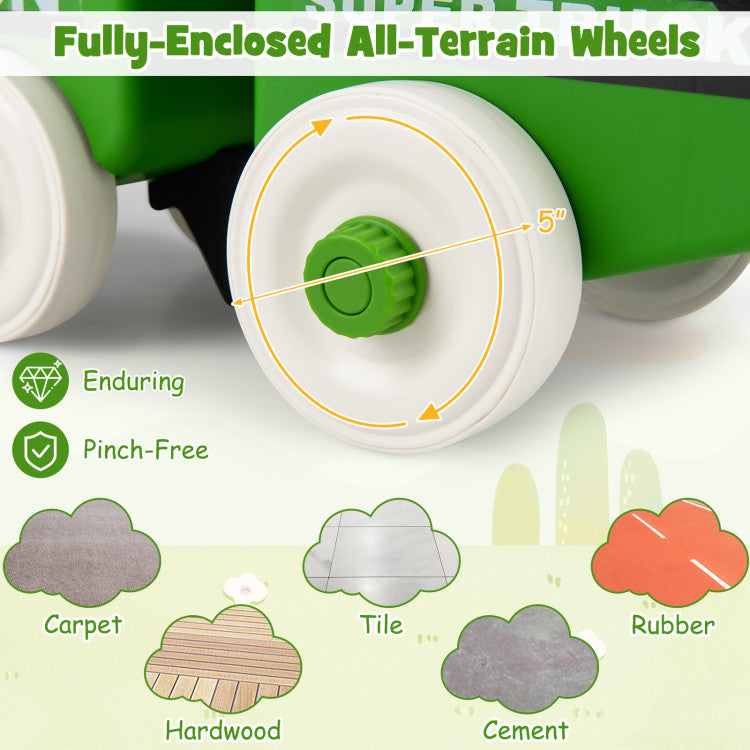 New Toddler 4 in 1 Ride on Push Car with Music and Under-Seat Storage for Boys Girls