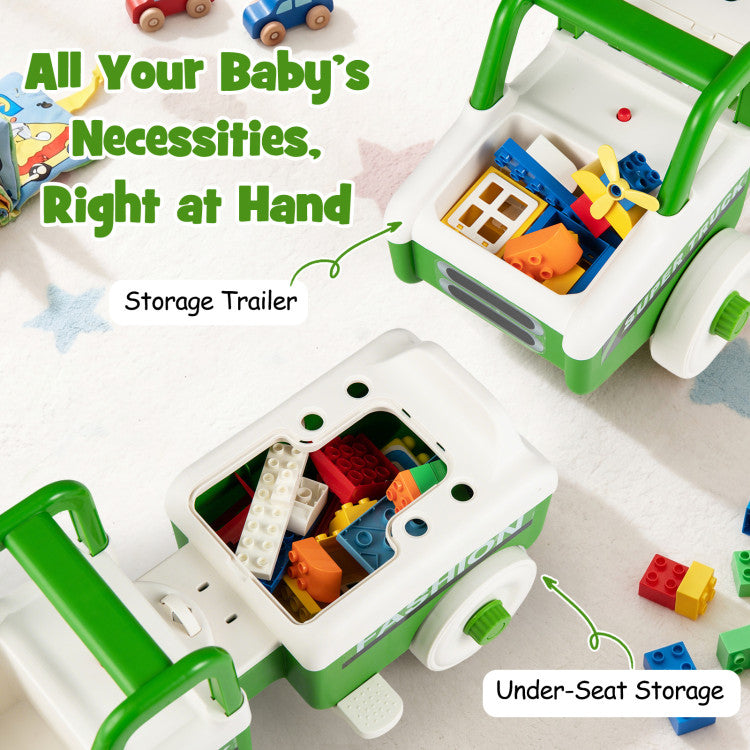 New Toddler 4 in 1 Ride on Push Car with Music and Under-Seat Storage for Boys Girls