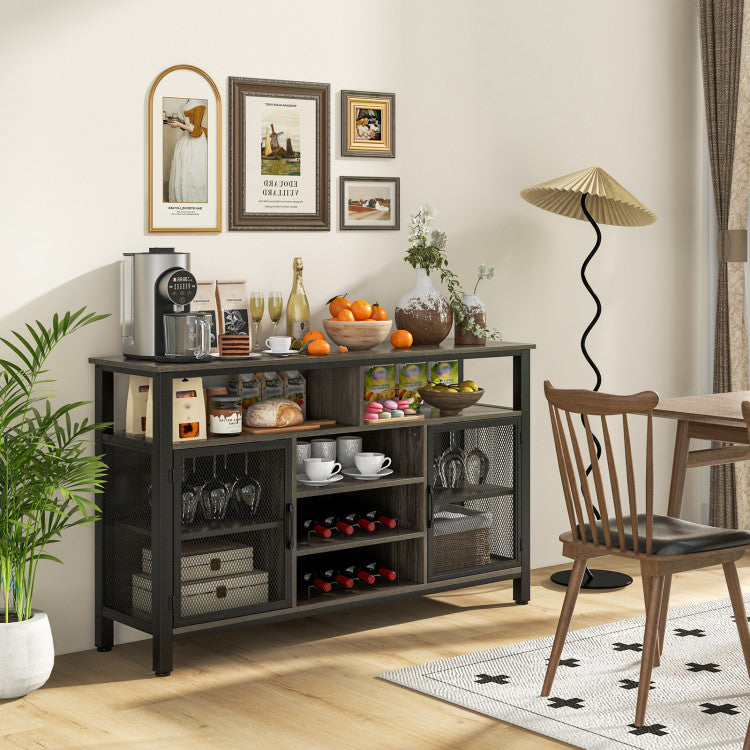 Home 55-Inch Buffet Sideboard with 8-Bottle Wine Racks and Wine Glass Holders