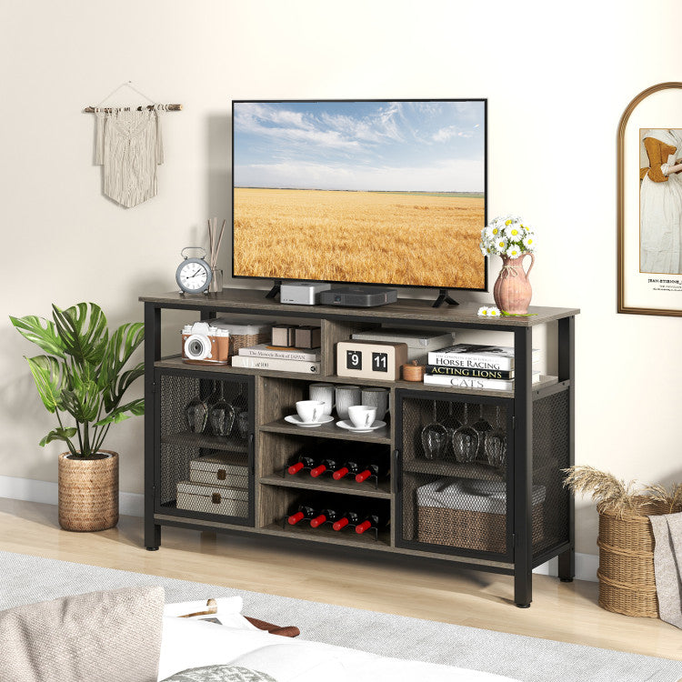 Home 55-Inch Buffet Sideboard with 8-Bottle Wine Racks and Wine Glass Holders