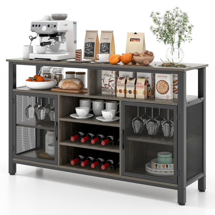 Home 55-Inch Buffet Sideboard with 8-Bottle Wine Racks and Wine Glass Holders