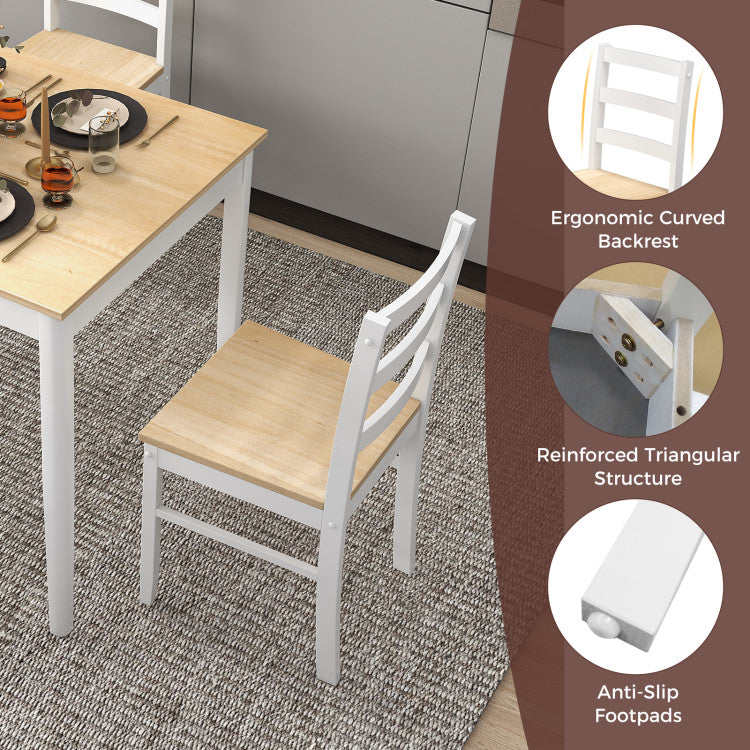 Modern 5-Piece Wooden Dining Set with Rectangular Table and 4 Chairs