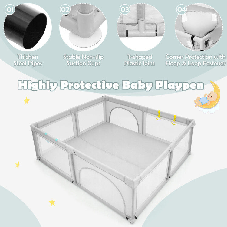 Large Infant Baby Playpen Safety Play Center Yard with 50 Ocean Balls