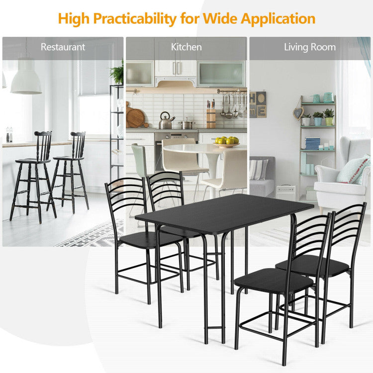 Modern 5 Pieces Wood Rectangular Dining Table Set