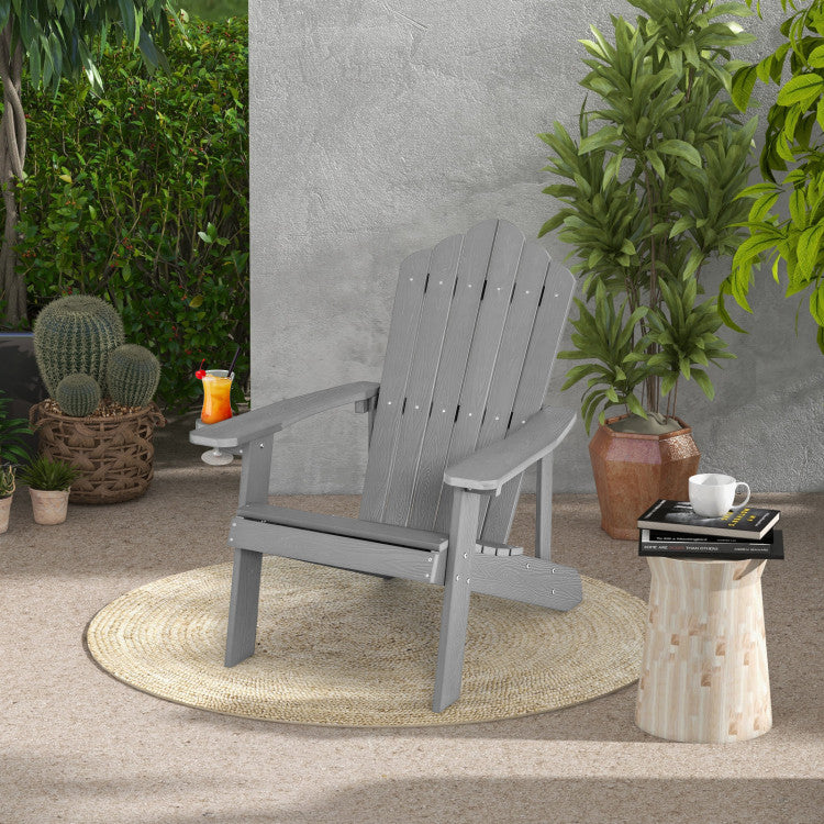 2 Pieces Adirondack Chair Set with Ergonomic Design for Porch and Backyard