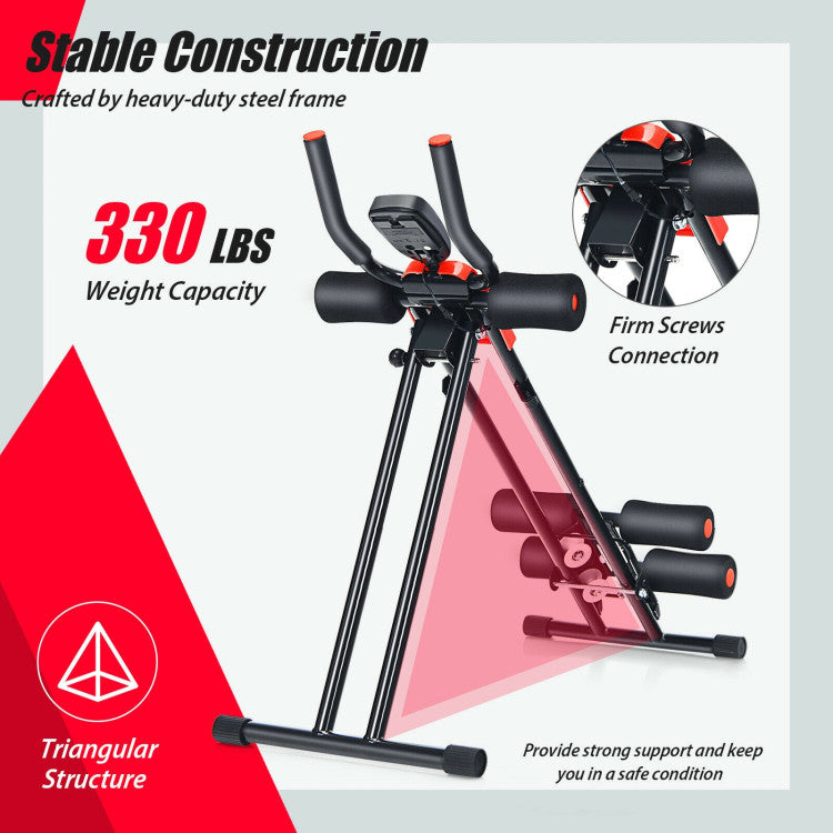 Fitness Foldable Adjustable Core Abdominal Trainer with 3 Adjustable Resistance and LCD Display