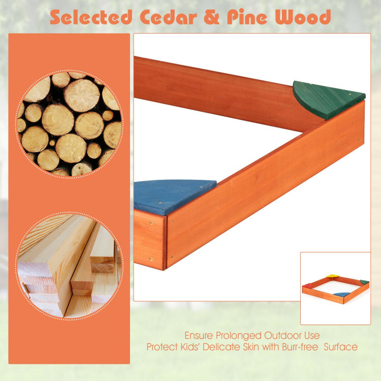 Outdoor Kids Outdoor Wooden Backyard Sandbox with Built-in Corner Seating