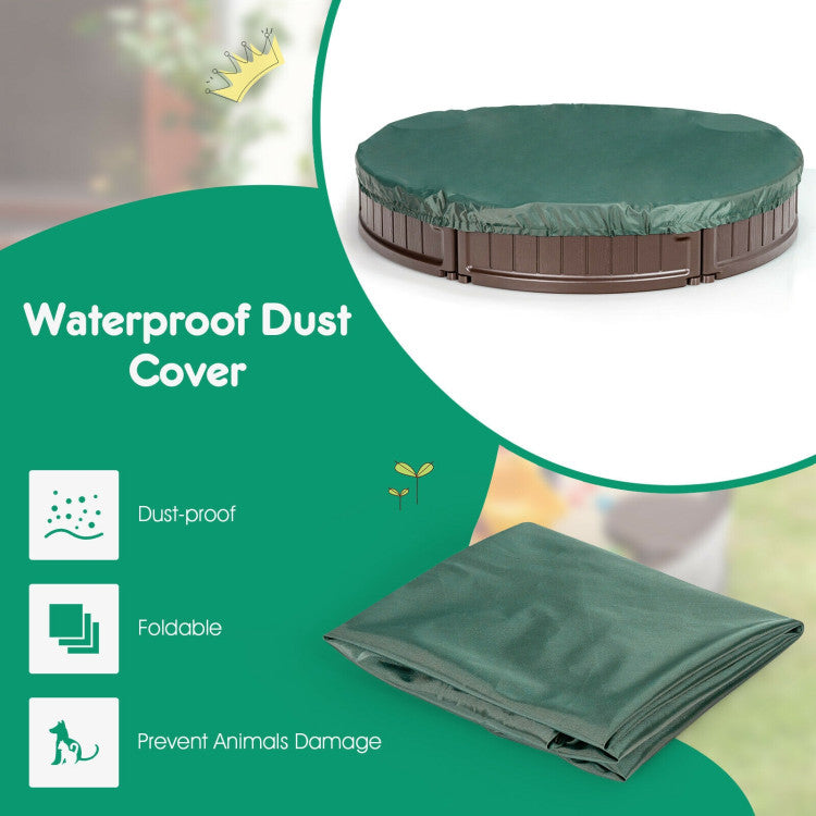 Outdoor Kids Sandbox with Built-in Corner Seat and Cover