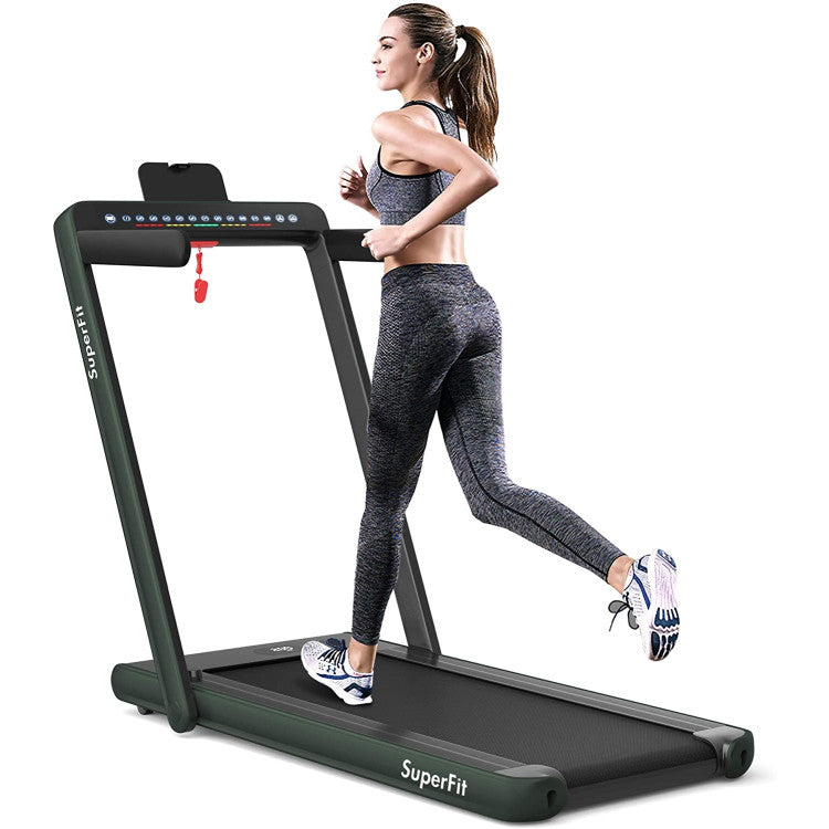 Fitness 2.25 HP 2-in-1 Folding Walking Pad Treadmill with Dual Display and App Control