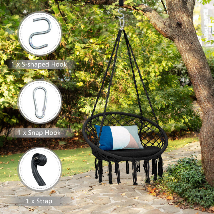 Outdoor Cushioned Hammock Swing Chair with Hanging Kit