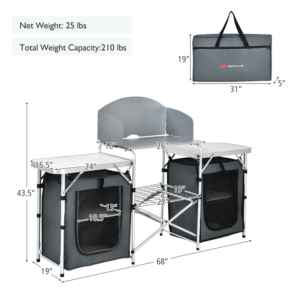 Outdoor Folding Camping Table with Storage Organizer