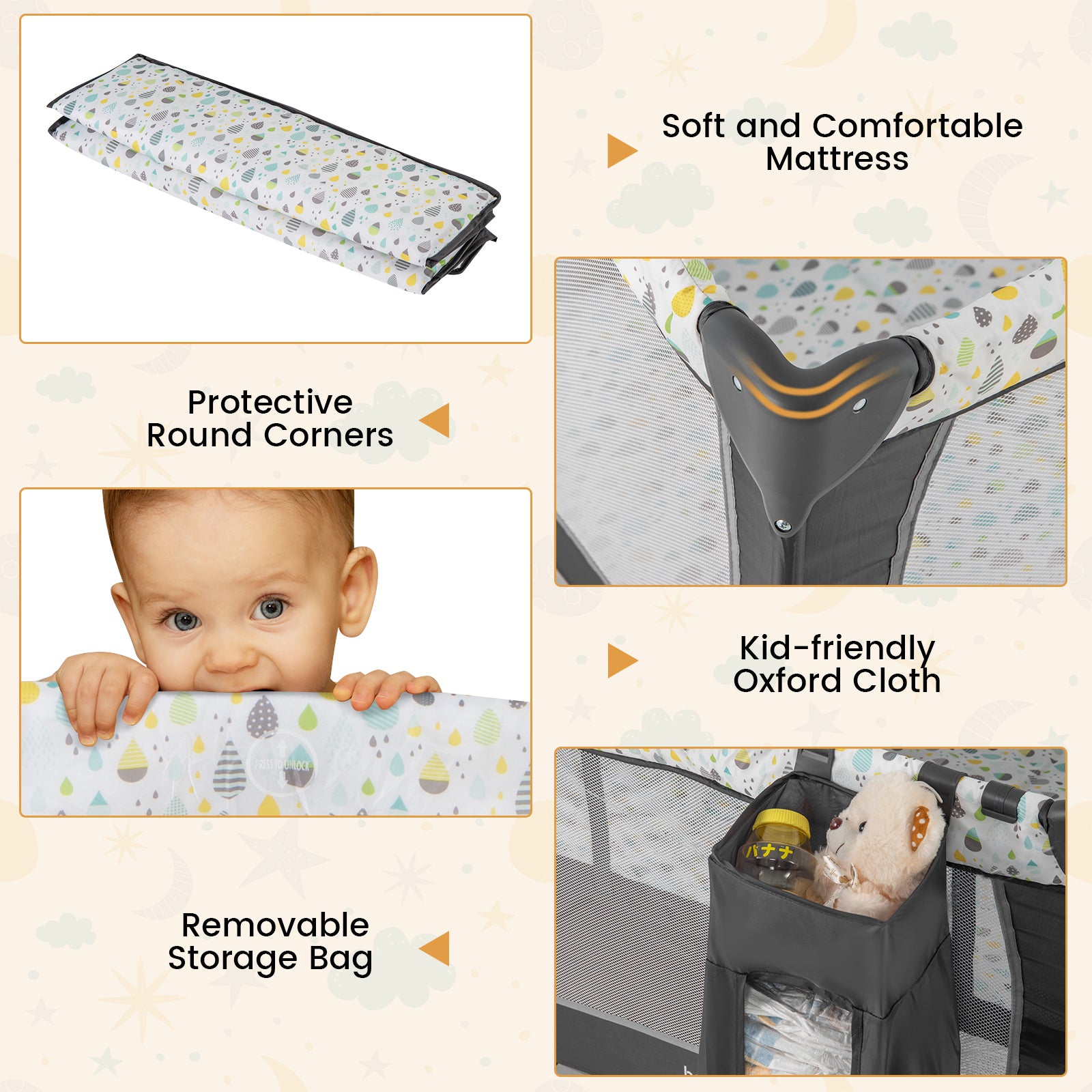Multi-Functional Baby Playpen with Removable Changing Table