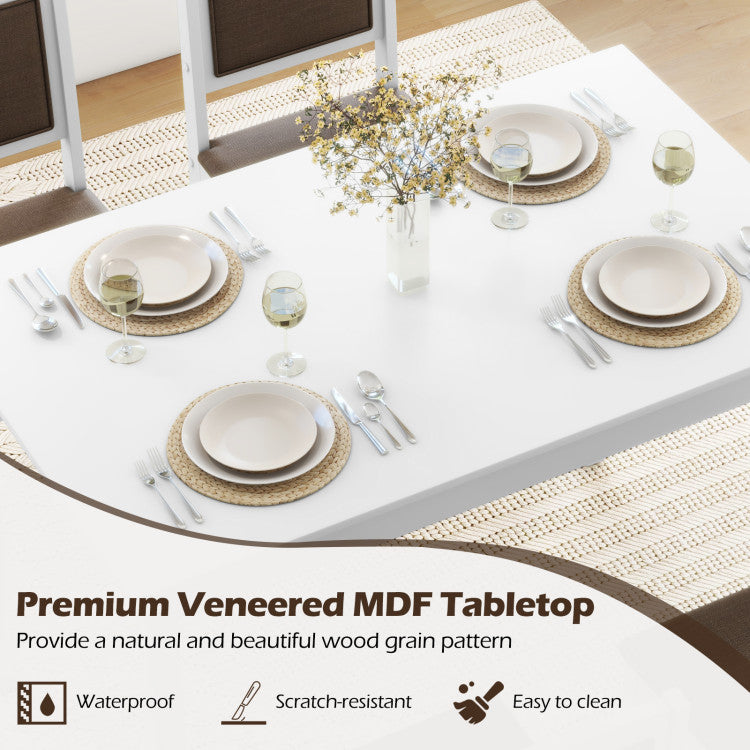 Modern 5-Piece Dining Set for 4 with Rubber Wood Legs for Small Dining Room
