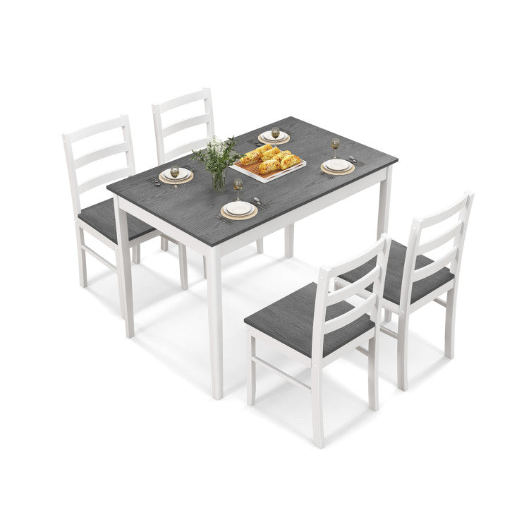 Modern 5-Piece Wooden Dining Set with Rectangular Table and 4 Chairs