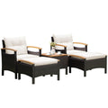 Outdoor 5 Pieces Patio Conversation Set with Cushions Coffee Table and 2 Ottomans