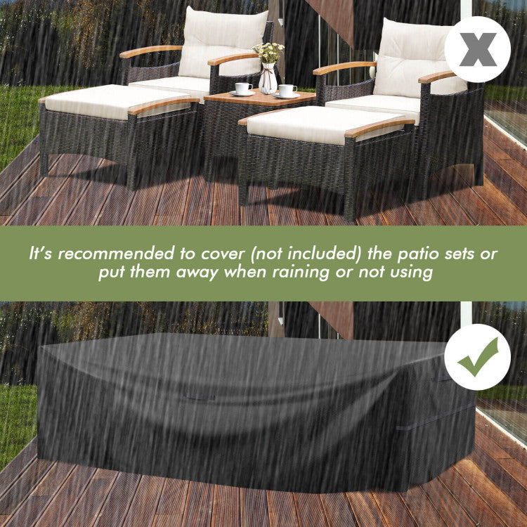 Outdoor 5 Pieces Patio Conversation Set with Cushions Coffee Table and 2 Ottomans