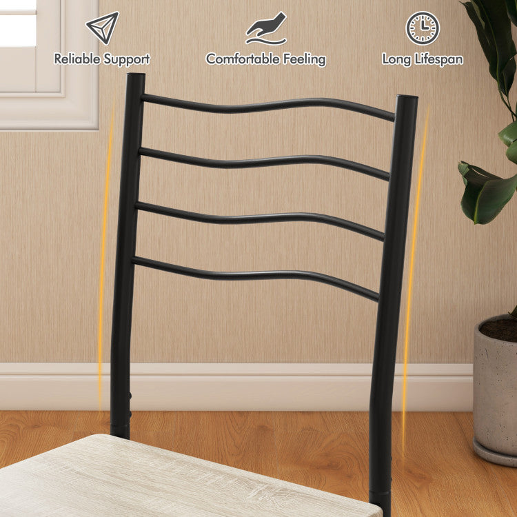 Modern 5 Pieces Wood Metal Dining Table Set with 4 Chairs