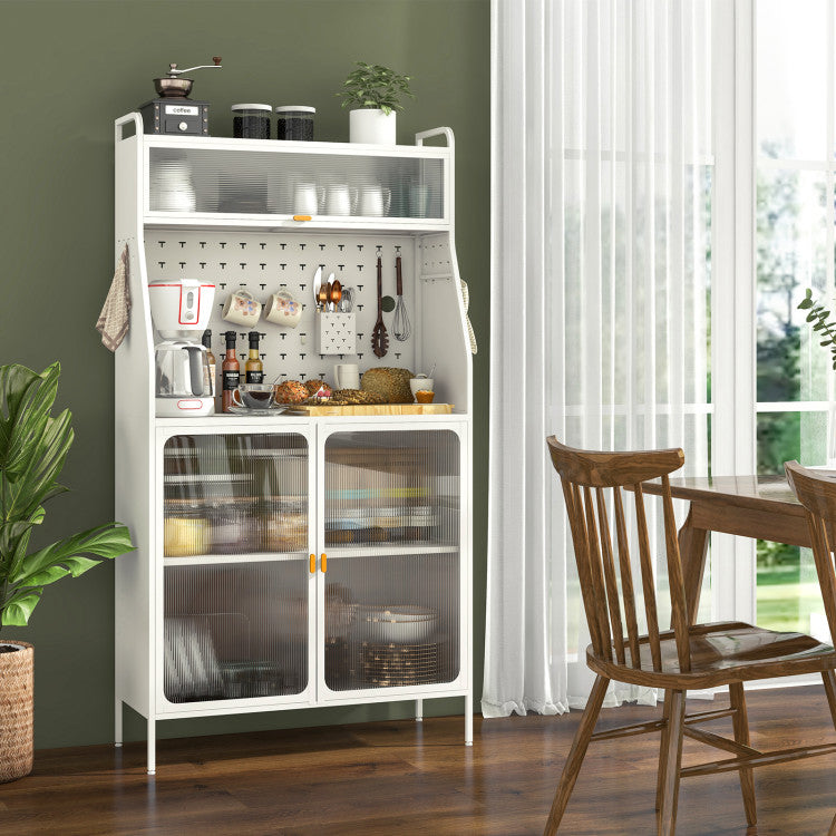 Home 5-Tier Metal Baker's Rack with See-through Flip-up Door and Pegboard