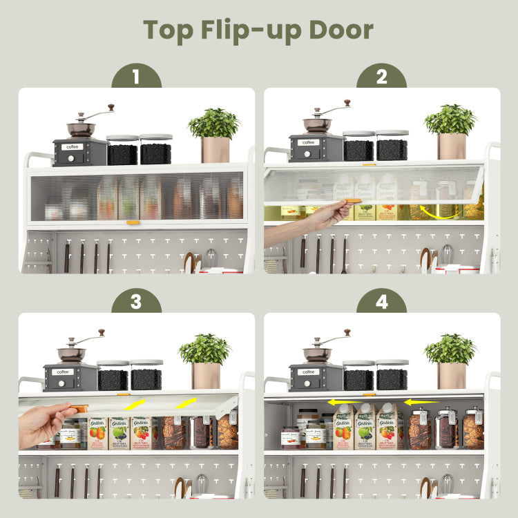 Home 5-Tier Metal Baker's Rack with See-through Flip-up Door and Pegboard