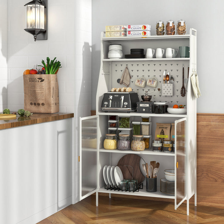 Home 5-Tier Metal Baker's Rack with See-through Flip-up Door and Pegboard