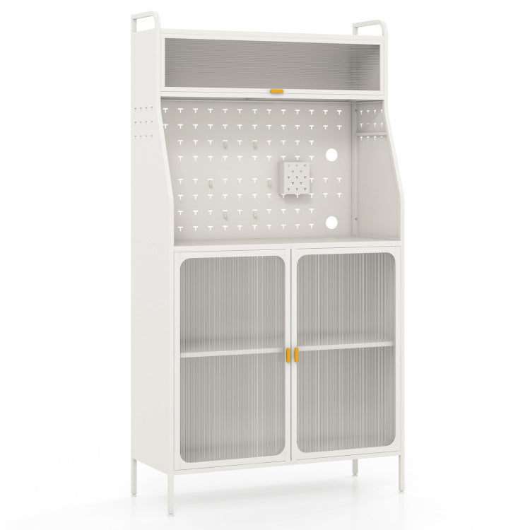 Home 5-Tier Metal Baker's Rack with See-through Flip-up Door and Pegboard