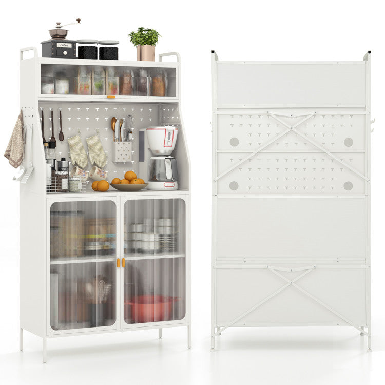 Home 5-Tier Metal Baker's Rack with See-through Flip-up Door and Pegboard