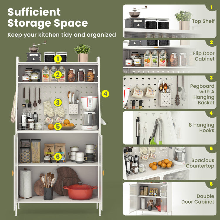 Home 5-Tier Metal Baker's Rack with See-through Flip-up Door and Pegboard