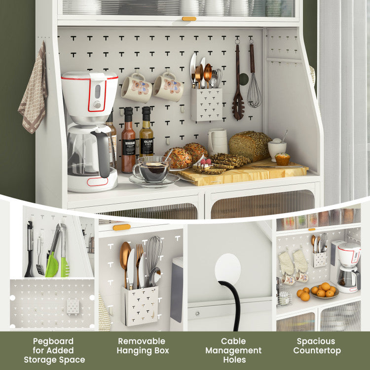 Home 5-Tier Metal Baker's Rack with See-through Flip-up Door and Pegboard