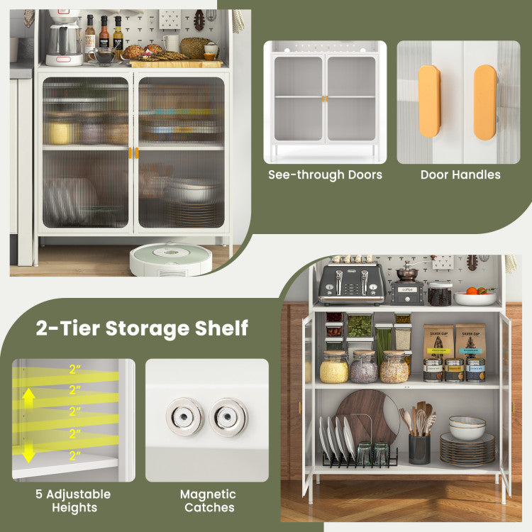 Home 5-Tier Metal Baker's Rack with See-through Flip-up Door and Pegboard