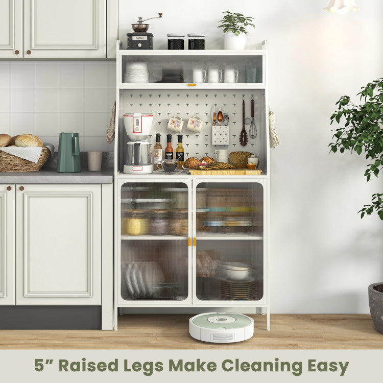 Home 5-Tier Metal Baker's Rack with See-through Flip-up Door and Pegboard