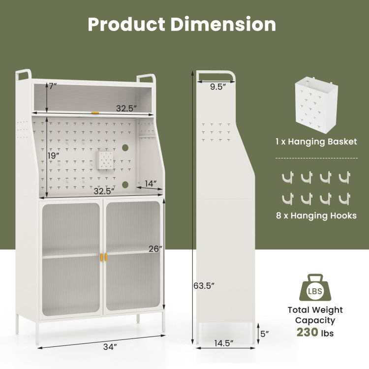 Home 5-Tier Metal Baker's Rack with See-through Flip-up Door and Pegboard