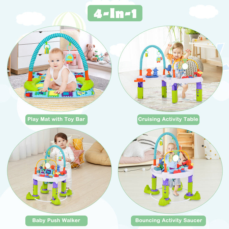 4-in-1 Baby Bouncer Activity Center with 3 Adjustable Heights