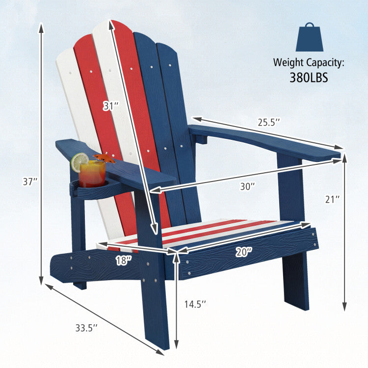 Weather Resistant HIPS Outdoor Adirondack Chair with Cup Holder (Pack of 1)