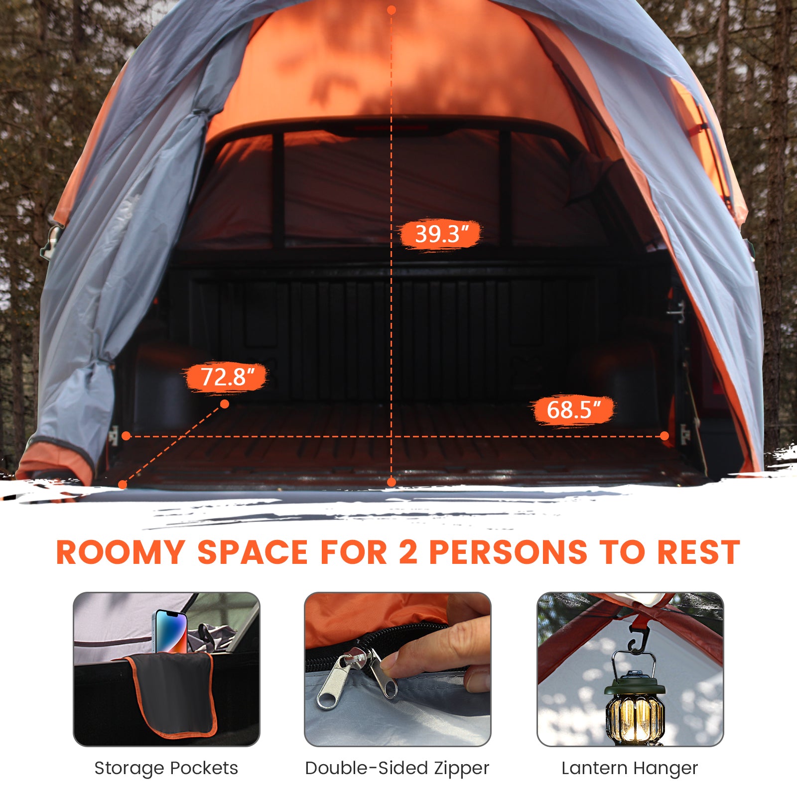 New Outdoor 2 Person Portable Pickup Tent with Carry Bag