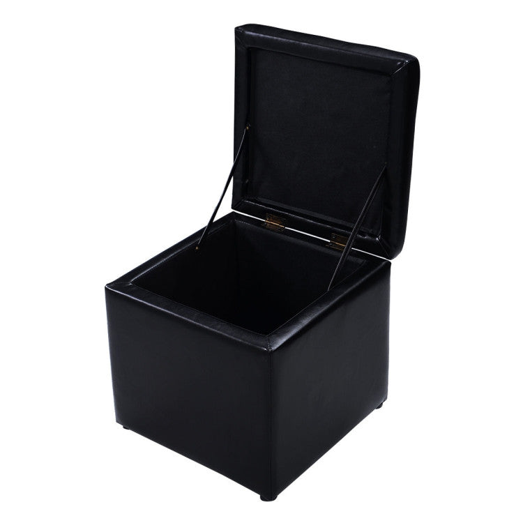 Home 16 Inch Ottoman Pouffe with Hinge Top for Storage